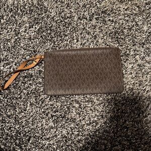 Michael Kors Brown Wristlet with Gold Accents
